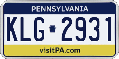 PA license plate KLG2931