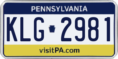 PA license plate KLG2981