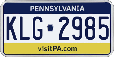 PA license plate KLG2985