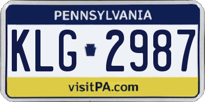 PA license plate KLG2987