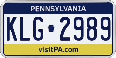 PA license plate KLG2989