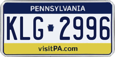 PA license plate KLG2996