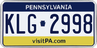 PA license plate KLG2998