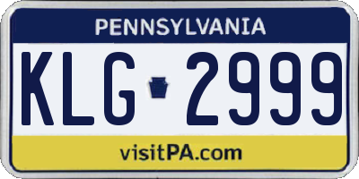 PA license plate KLG2999