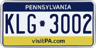 PA license plate KLG3002