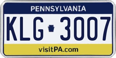 PA license plate KLG3007