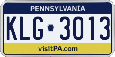 PA license plate KLG3013
