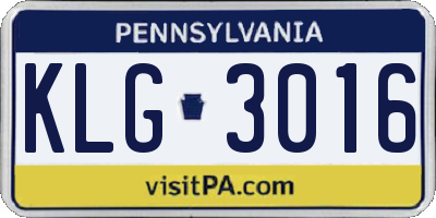 PA license plate KLG3016