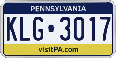 PA license plate KLG3017