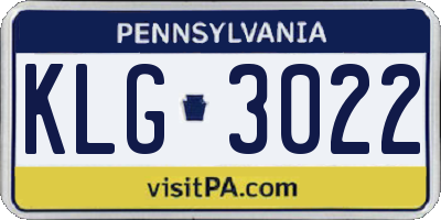 PA license plate KLG3022