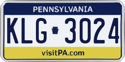 PA license plate KLG3024