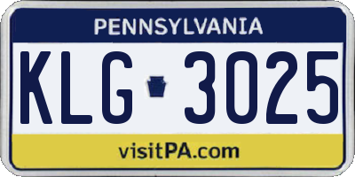 PA license plate KLG3025