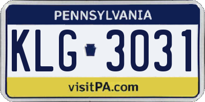 PA license plate KLG3031