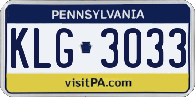 PA license plate KLG3033