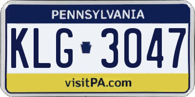PA license plate KLG3047