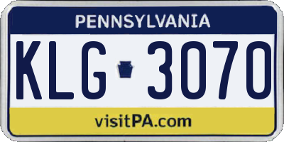 PA license plate KLG3070