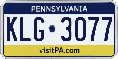 PA license plate KLG3077