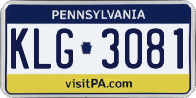 PA license plate KLG3081