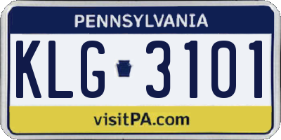 PA license plate KLG3101