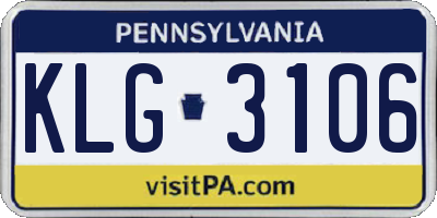 PA license plate KLG3106