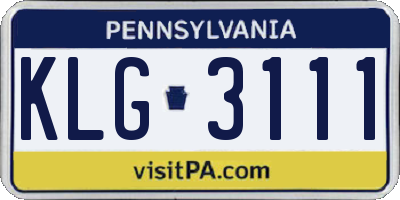 PA license plate KLG3111