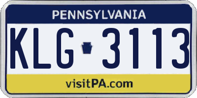 PA license plate KLG3113