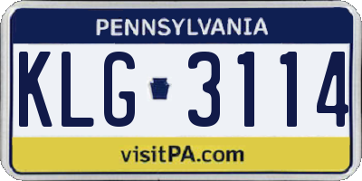 PA license plate KLG3114