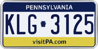 PA license plate KLG3125