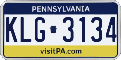 PA license plate KLG3134