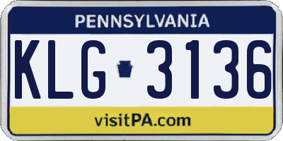 PA license plate KLG3136