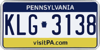 PA license plate KLG3138