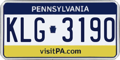 PA license plate KLG3190