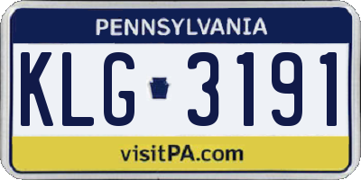PA license plate KLG3191