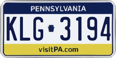 PA license plate KLG3194