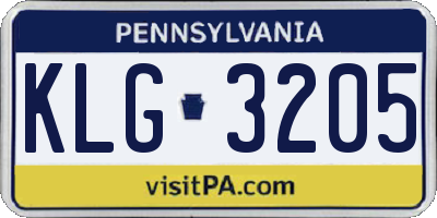 PA license plate KLG3205