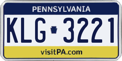 PA license plate KLG3221