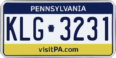 PA license plate KLG3231