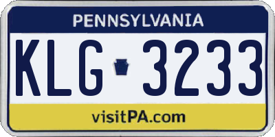 PA license plate KLG3233
