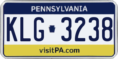 PA license plate KLG3238