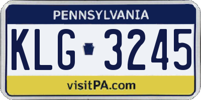 PA license plate KLG3245