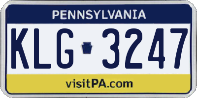 PA license plate KLG3247