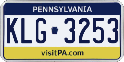 PA license plate KLG3253
