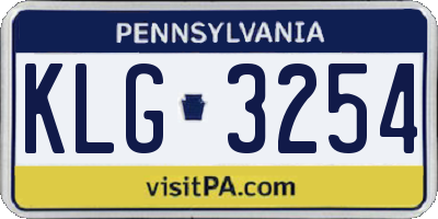 PA license plate KLG3254