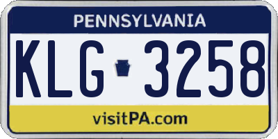 PA license plate KLG3258