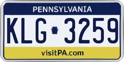PA license plate KLG3259
