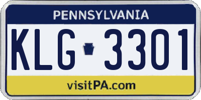 PA license plate KLG3301