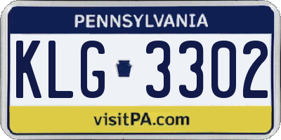 PA license plate KLG3302