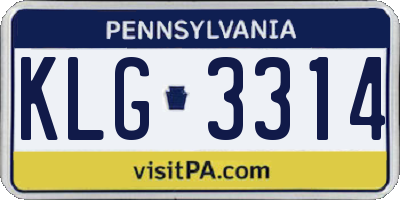 PA license plate KLG3314