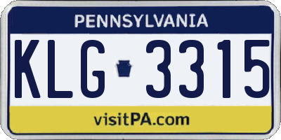 PA license plate KLG3315