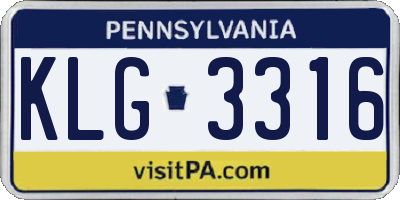 PA license plate KLG3316